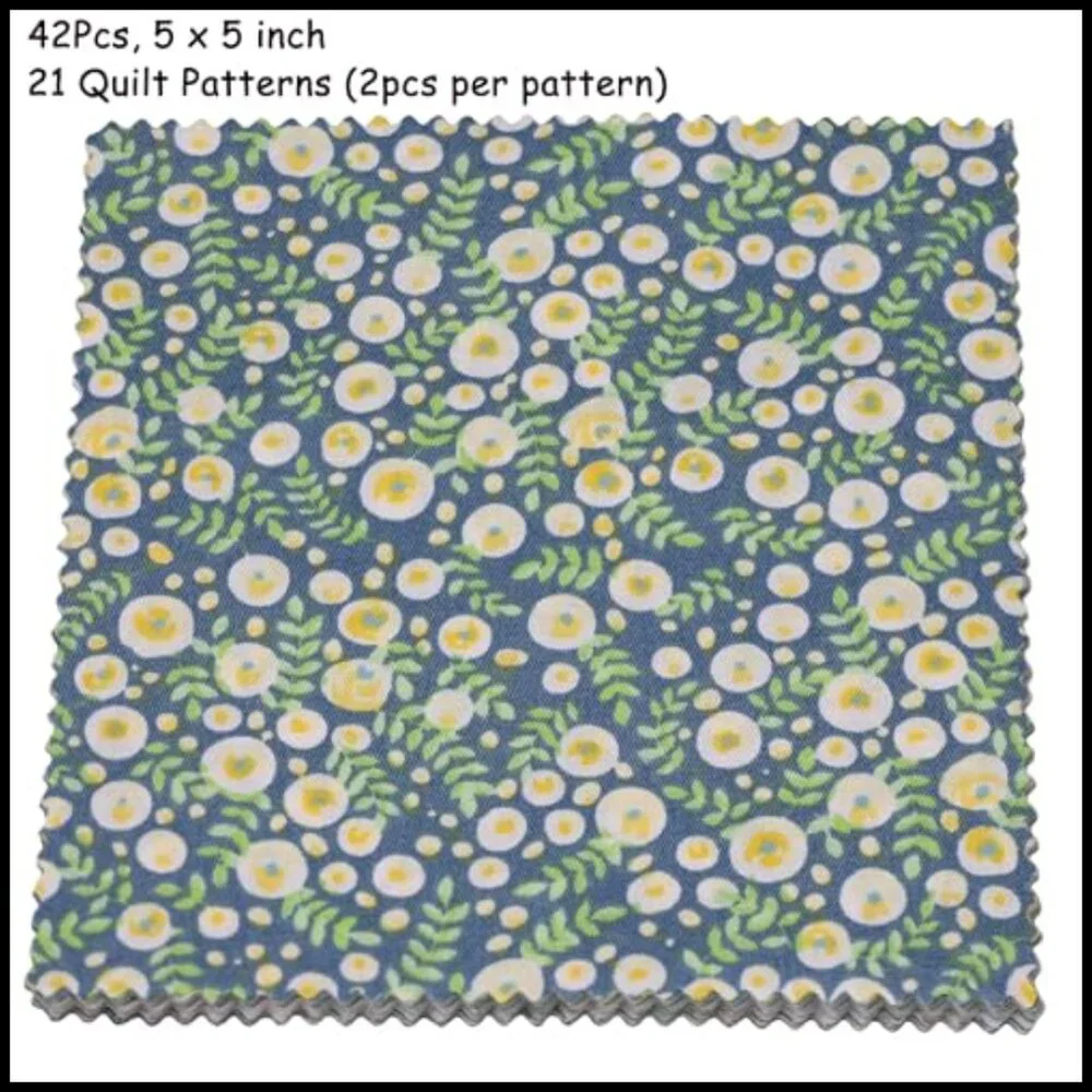 Green Cotton Fabric Charm Squares for Quilting Sewing Patchwork DIY Crafts